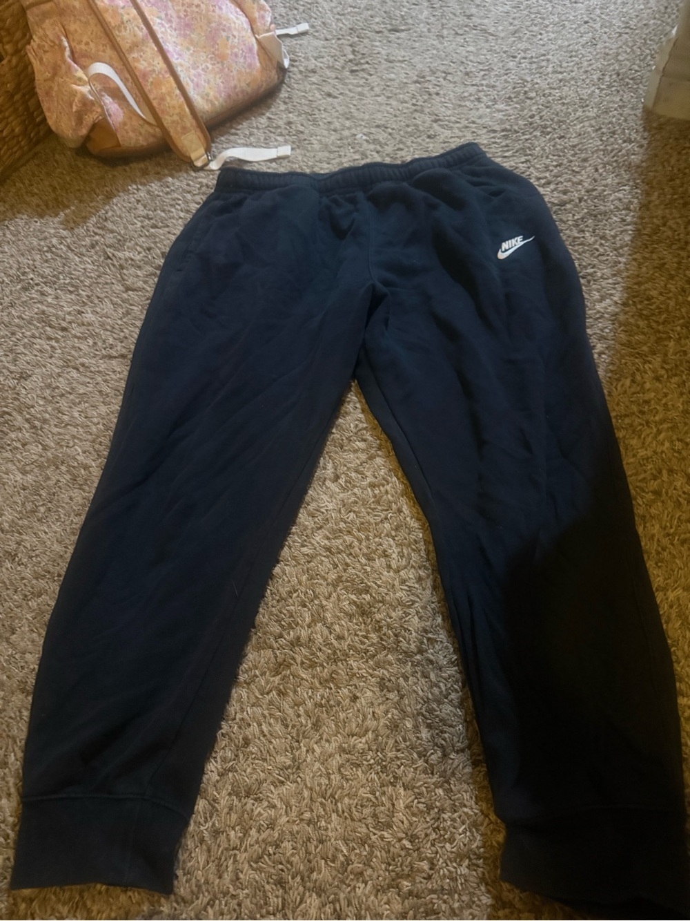 Nike Black Kids' Fleece Joggers with White Logo
